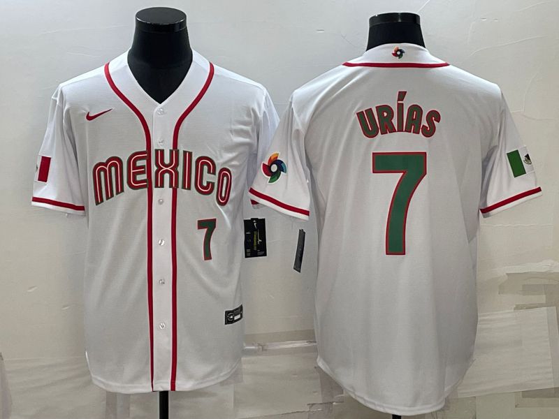 Men 2023 World Cub Mexico #7 Urias White Nike MLB Jersey8